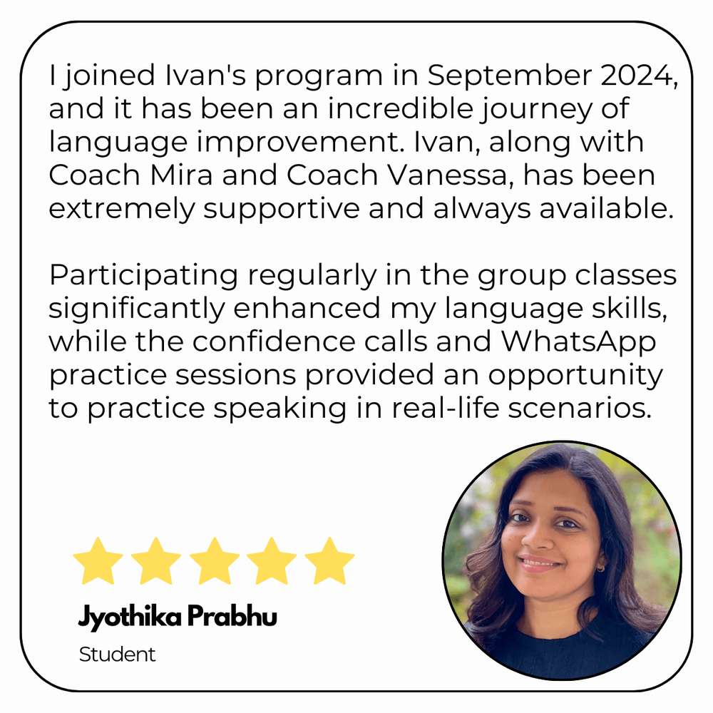 Written testimonial card from a Lightspeed German Learning student.