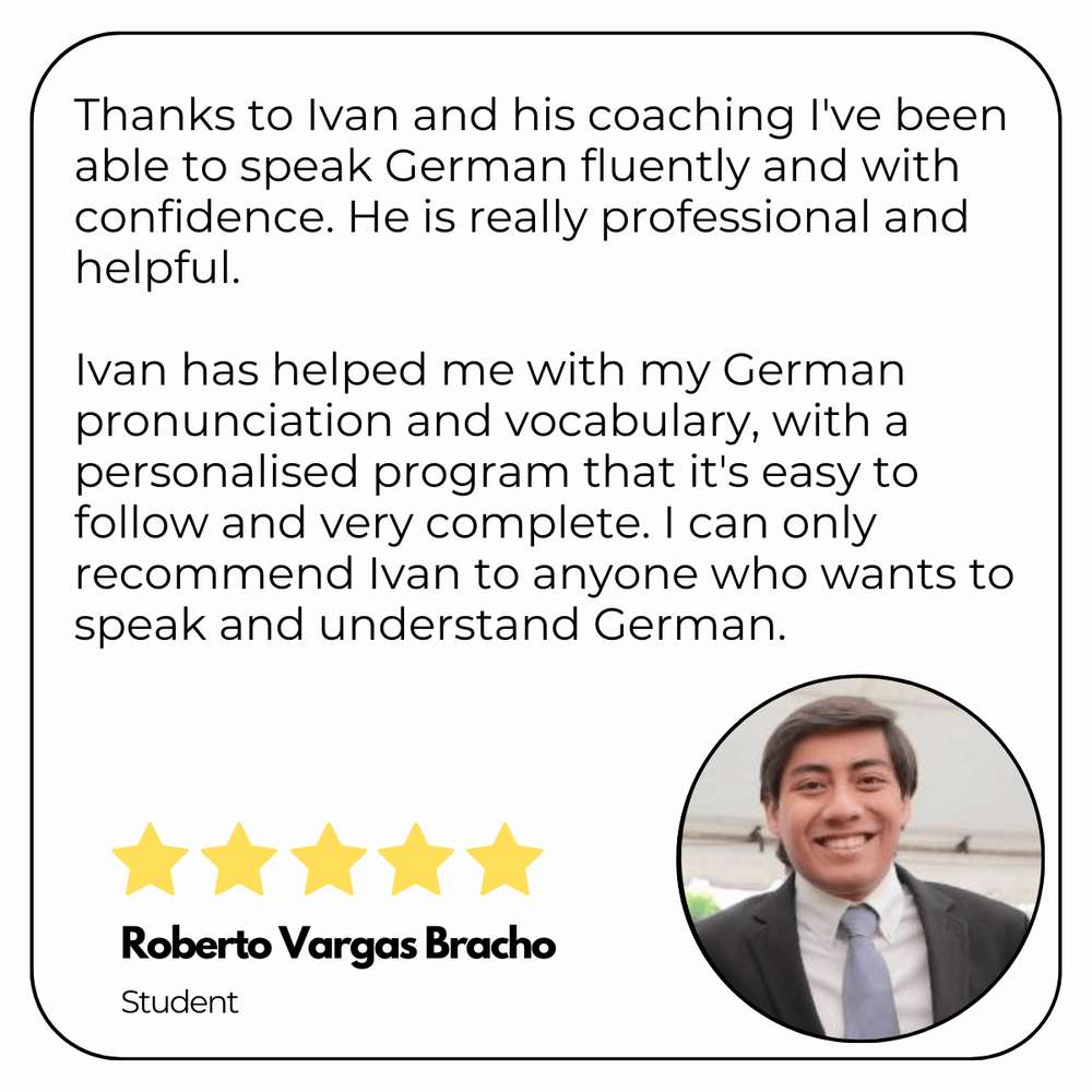 Written testimonial card from a Lightspeed German Learning student.