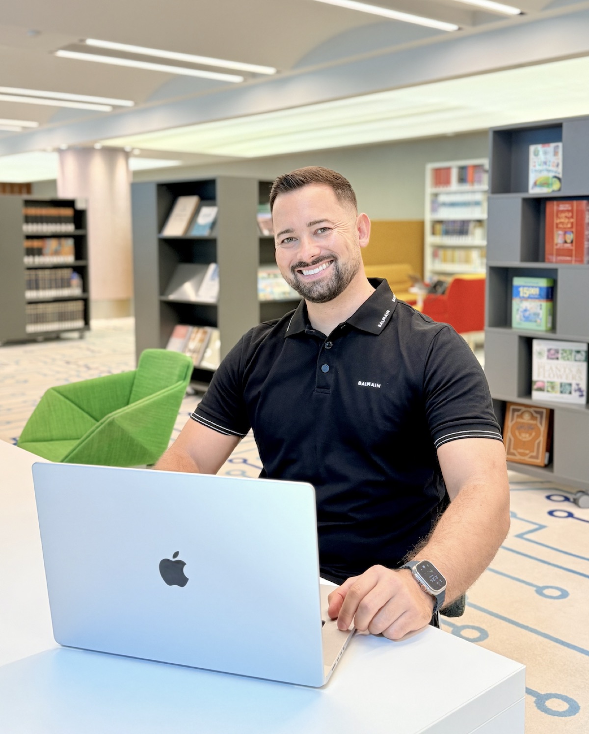 Ivan Votipka, founder of Lightspeed German Learning, at his laptop